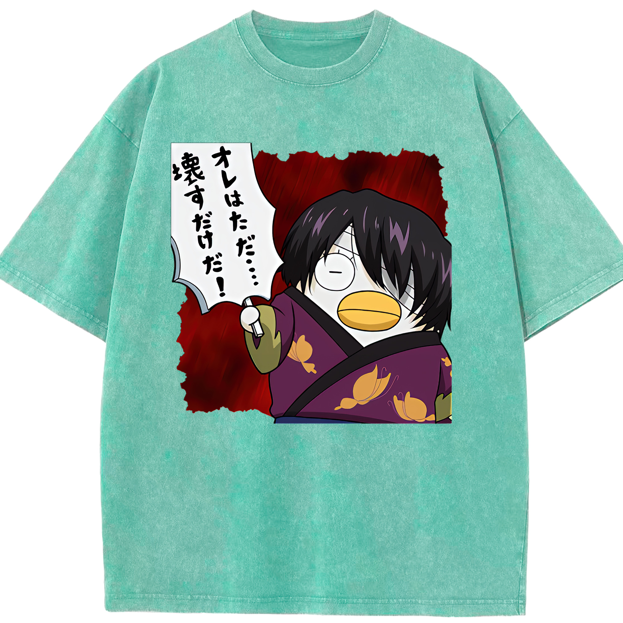 （画像用） ぎんたま 坂田銀時（さかたぎんとき） 神楽 志村新八（しむら しんぱち） GINTAMA Sakata Gintoki Kagura Shimura Shinpachi 綿100% ヴィンテージ風 半袖Tシャツ（フロントプリント）